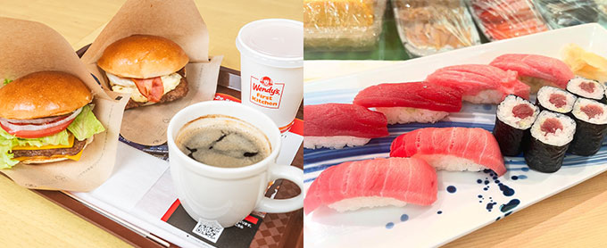 ウェンディーズと和みやのメニュー一例